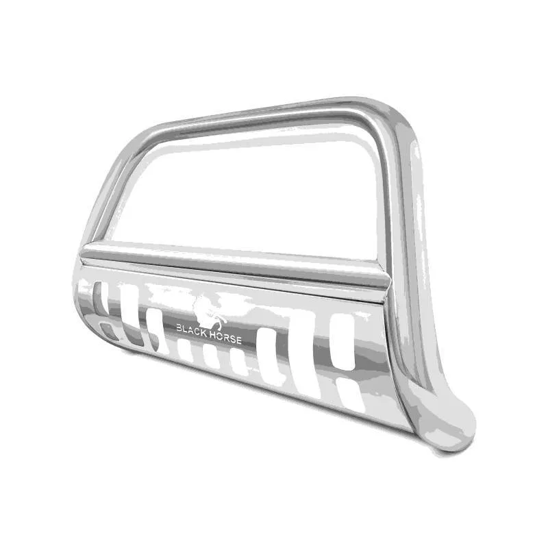BB037411-SP – BLACK HORSE Bull Bar, 2-1/2 Inch Diameter Tube Polished Stainless Steel With Skid Plate Without Light B...